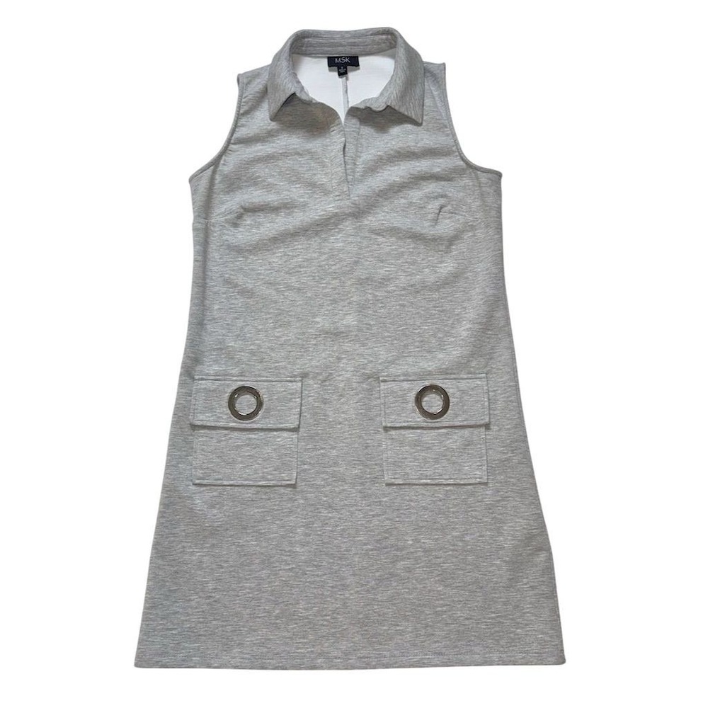 MSK Women's Sleeveless‎ Gray Shift Dress with Grommet Pockets Size S cute goth